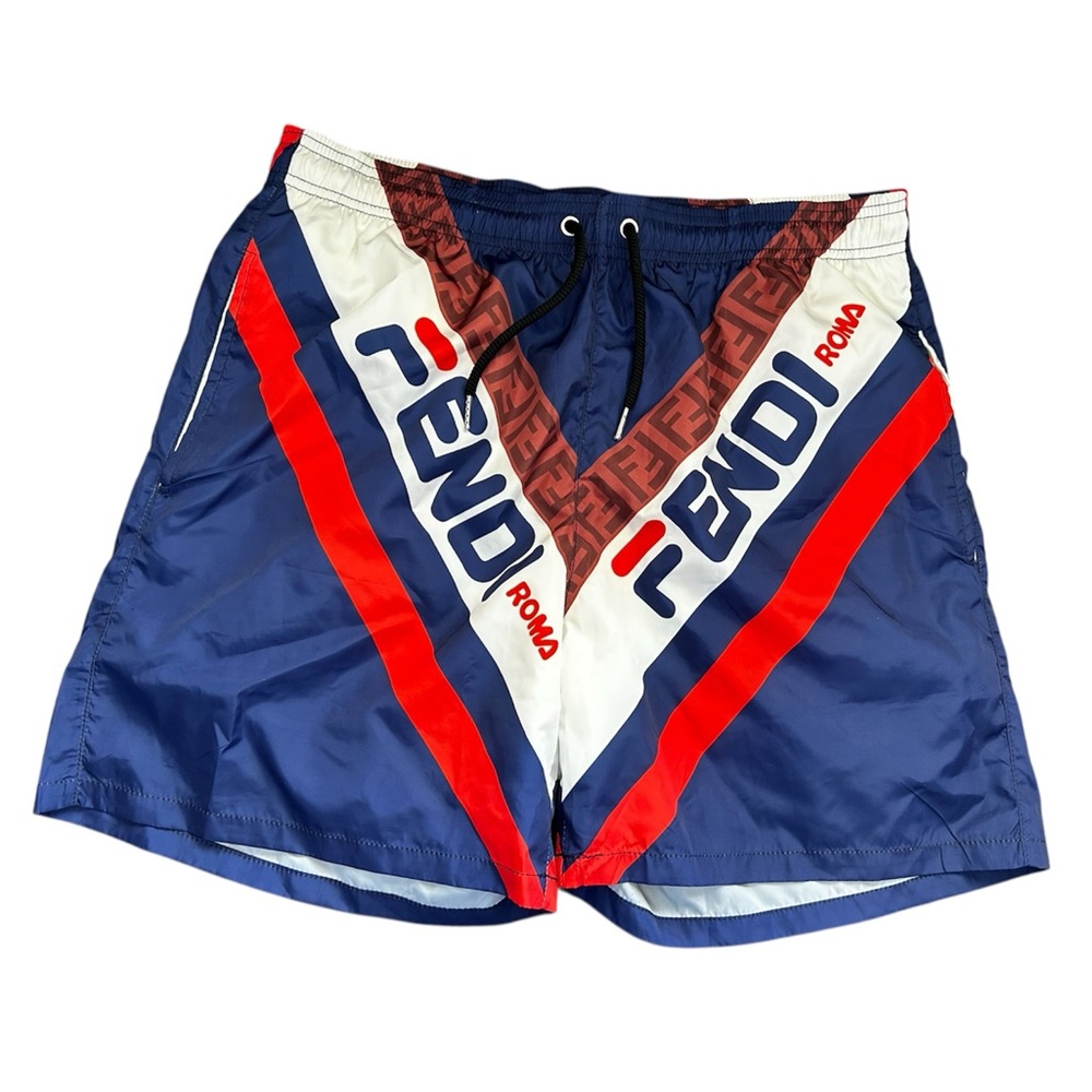 Fendi Navy and White Mesh Shorts